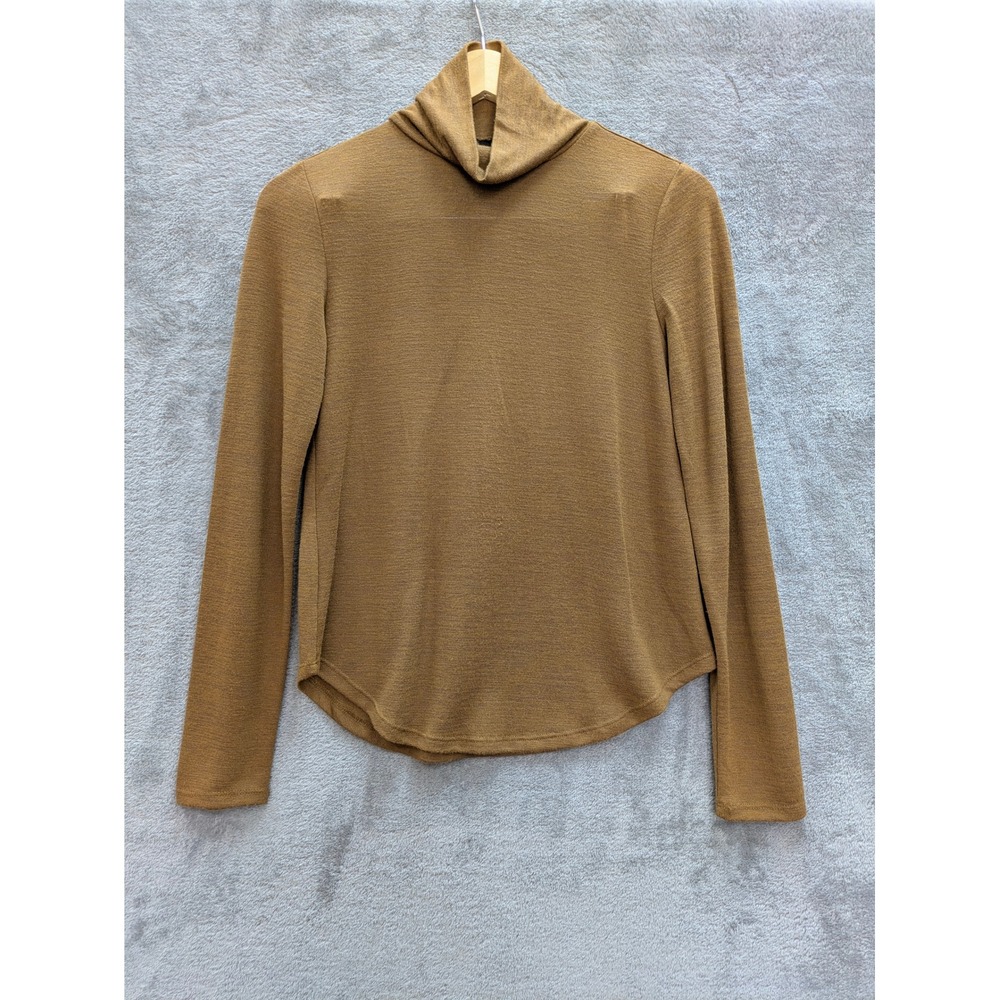 Minimalist Mock Neck Top Women XS Brown Banana Republic Luxespun Long Sleeve